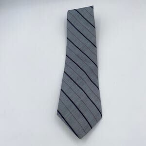 Hill & Archer Gray Blue Red Striped Neck Tie Men's 56.5"